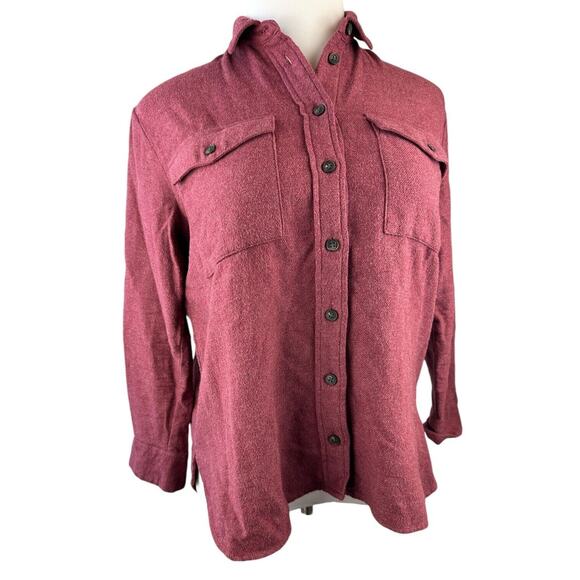 Madewell Flannel Flap Pocket Oversized Ex Boyfriend Shirt Dusty Burgundy Small - Picture 12 of 13
